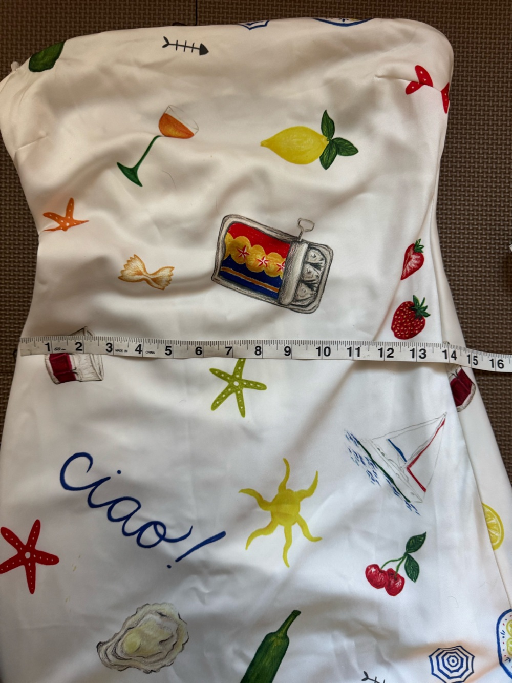 Size S For Love & Lemons White Dress with Multicolor Summer Print - Picture 6 of 9